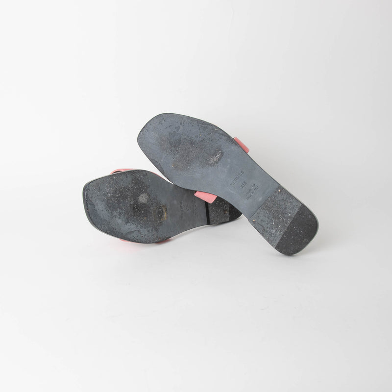 Hermes Rose Suede Oran Sandals