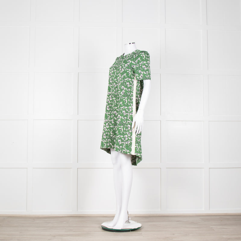 Me + Em Green Cream Floral Side Strap Tunic Dress