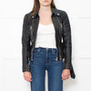 Burberry Black Leather Zip Detail Biker Jacket