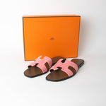 Hermes Rose Suede Oran Sandals