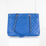 Chanel Blue Calfskin Leather CC Large Shopper Bag