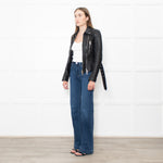Burberry Black Leather Zip Detail Biker Jacket