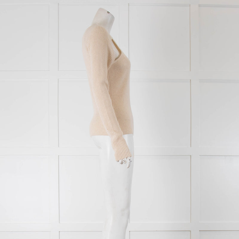 Reformation Cream Ribbed Jumper with cut out details