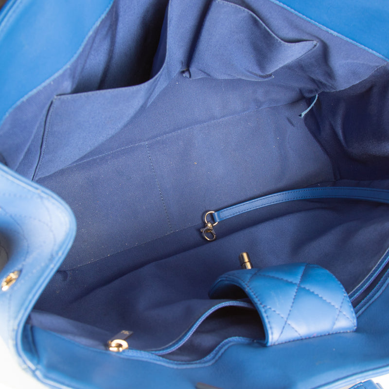 Chanel Blue Calfskin Leather CC Large Shopper Bag