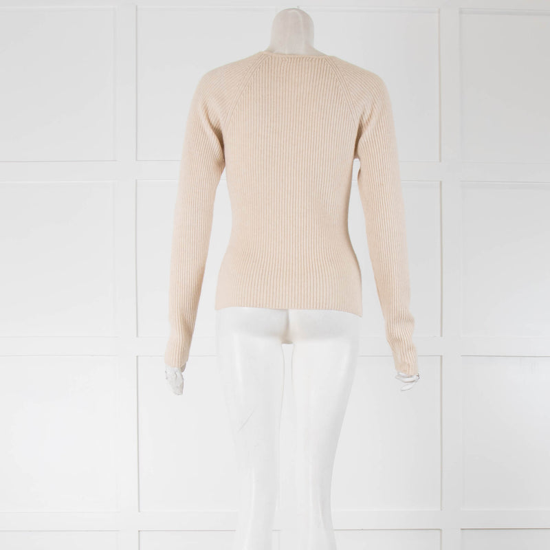Reformation Cream Ribbed Jumper with cut out details