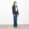 Burberry Black Leather Zip Detail Biker Jacket