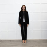 Saint Laurent Black Zip Trim Detail Wool Belted Jacket