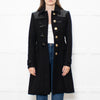 Burberry Black Wool Duffle Coat With Leather Shoulder Inserts