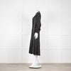 Me + Em Black Cream Polka Dot Long Sleeve Midi Dress