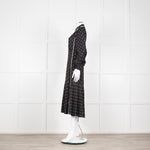 Me + Em Black Cream Polka Dot Long Sleeve Midi Dress