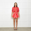 Farm Rio Red And Pink Big Flower Print Top