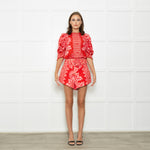 Farm Rio Red And Pink Big Flower Print Top