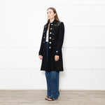 Burberry Black Wool Duffle Coat With Leather Shoulder Inserts