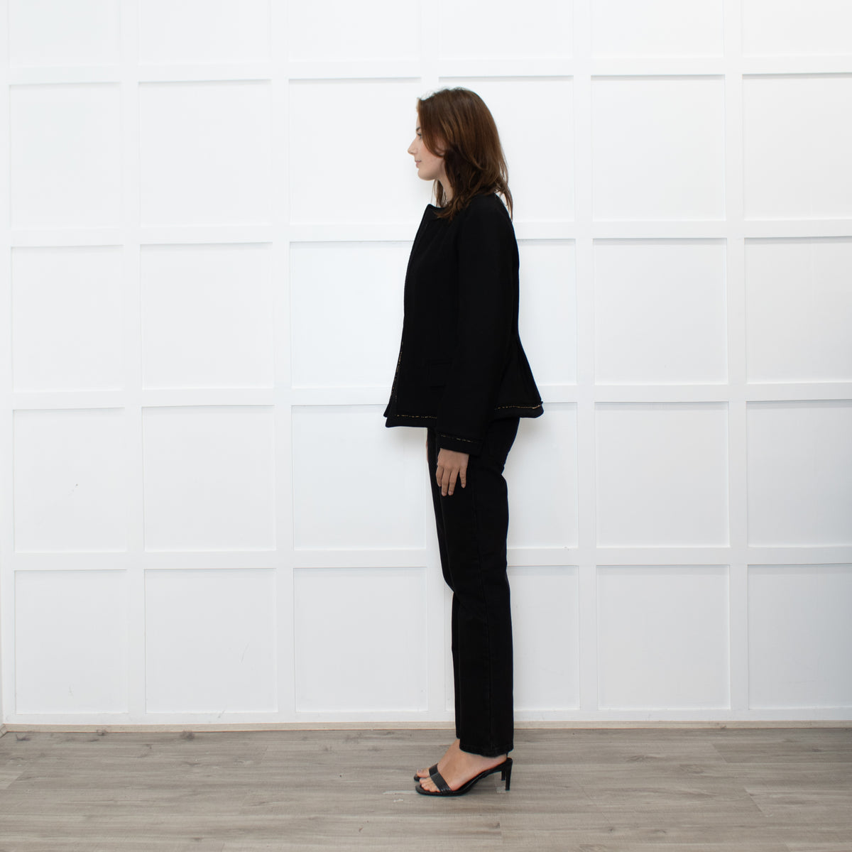 Saint Laurent Black Zip Trim Detail Wool Belted Jacket