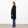 Burberry Black Wool Duffle Coat With Leather Shoulder Inserts