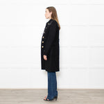 Burberry Black Wool Duffle Coat With Leather Shoulder Inserts