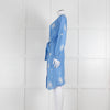 Melissa Odabash Blue Soft Collarless Shirt Dress with White Embroidery