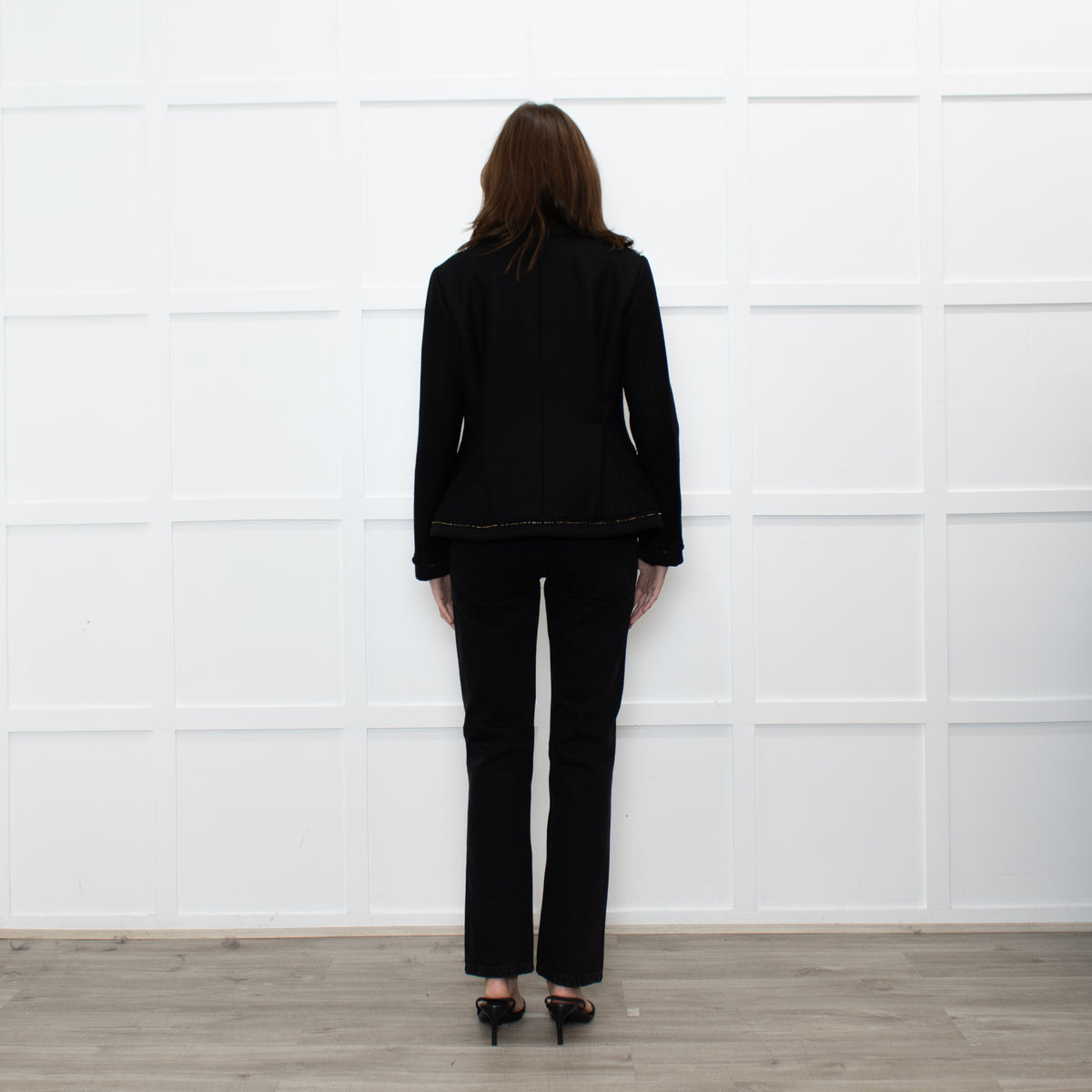 Saint Laurent Black Zip Trim Detail Wool Belted Jacket