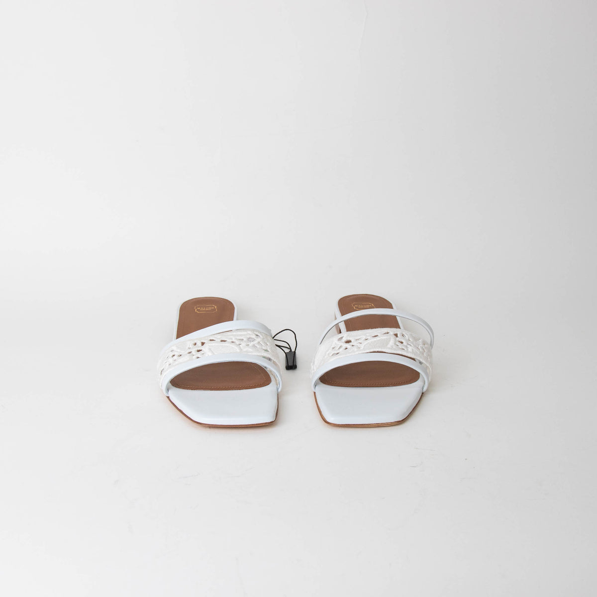 Malone Souliers White Macrame Leather Flats