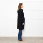 Burberry Black Wool Duffle Coat With Leather Shoulder Inserts