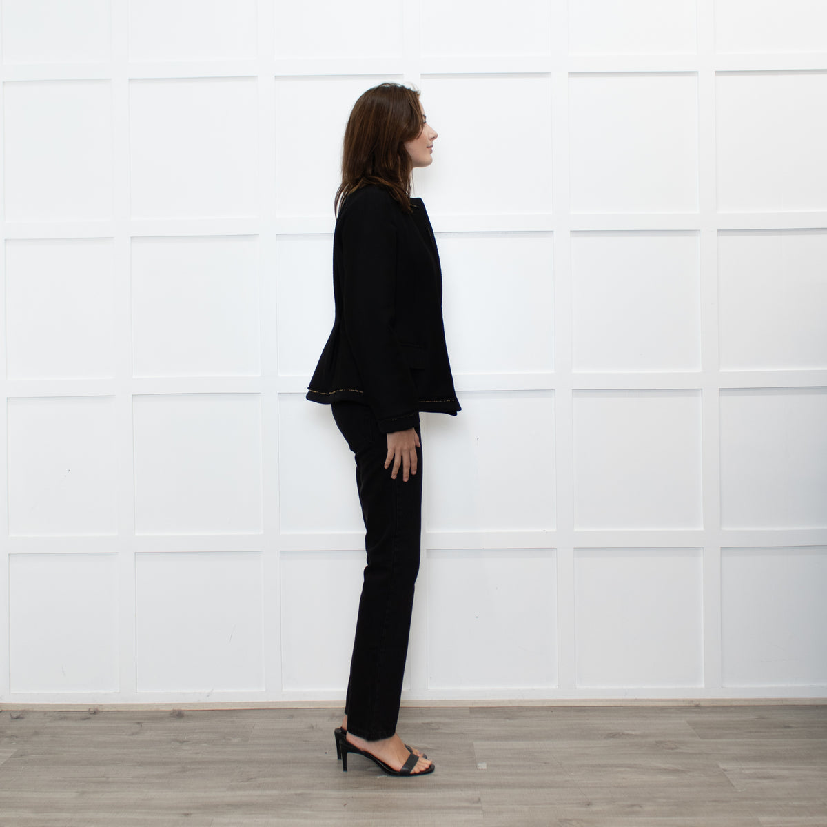 Saint Laurent Black Zip Trim Detail Wool Belted Jacket