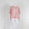 Odeeh White Silk Cherry Print 3/4 Length Sleeve Blouse