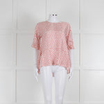 Odeeh White Silk Cherry Print 3/4 Length Sleeve Blouse