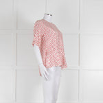 Odeeh White Silk Cherry Print 3/4 Length Sleeve Blouse