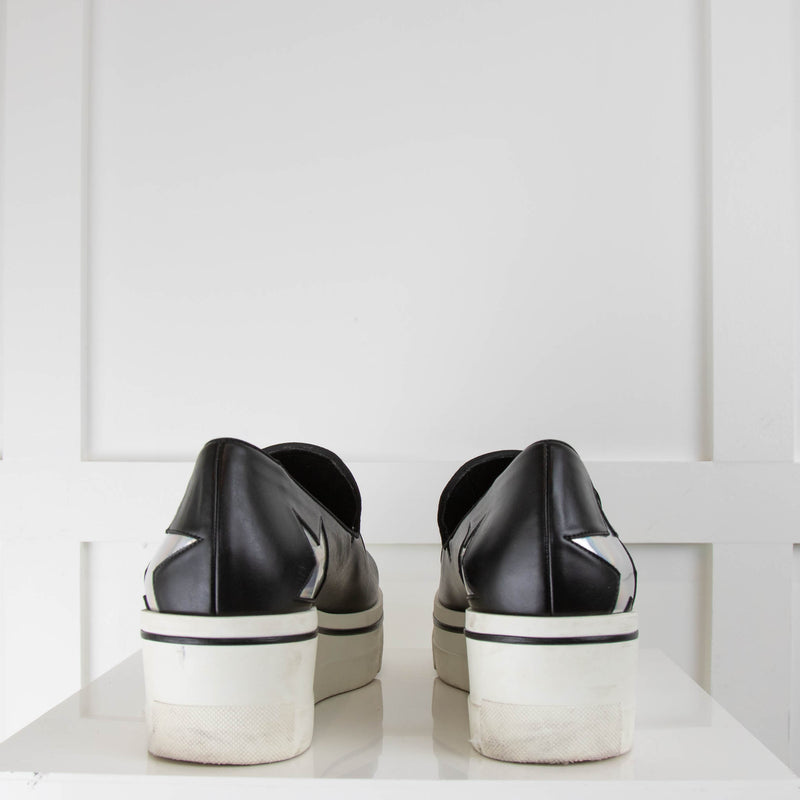 Stella McCartney Black Wedge Loafer Silver Stars