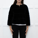 Max Mara Studio Black Sheared Rabbit Cropped Jacket