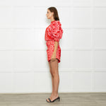 Farm Rio Red And Pink Big Flower Print Top