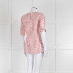 Odeeh White Silk Cherry Print 3/4 Length Sleeve Blouse