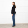 Burberry Black Wool Tailored Jacket With Leather Trim