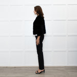 Max Mara Studio Black Sheared Rabbit Cropped Jacket