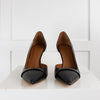 Malone Souliers Black Leather Patent Trim Heeled Shoes