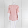 Odeeh White Silk Cherry Print 3/4 Length Sleeve Blouse