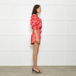 Farm Rio Red And Pink Big Flower Print Top