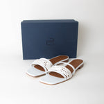 Malone Souliers White Macrame Leather Flats