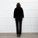 Max Mara Studio Black Sheared Rabbit Cropped Jacket