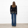 Burberry Black Wool Tailored Jacket With Leather Trim