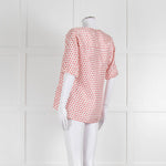 Odeeh White Silk Cherry Print 3/4 Length Sleeve Blouse