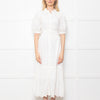 Me + Em White Linen Broderie Collared Dress