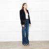 Burberry Black Wool Tailored Jacket With Leather Trim