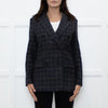 Weekend Max Mara Blue Beige Check Wool Blazer Jacket