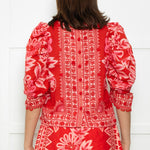 Farm Rio Red And Pink Big Flower Print Top