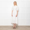 Me + Em White Linen Broderie Collared Dress