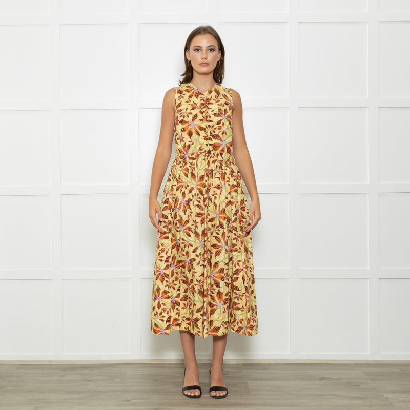 Ulla Johnson Yellow Floral Sleeveless Cotton Maxi Dress
