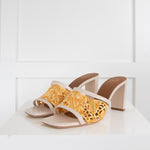 Malone Souliers Cream Yellow Lace Square Toes Heeled Mules