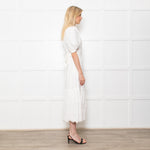 Me + Em White Linen Broderie Collared Dress