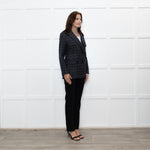 Weekend Max Mara Blue Beige Check Wool Blazer Jacket